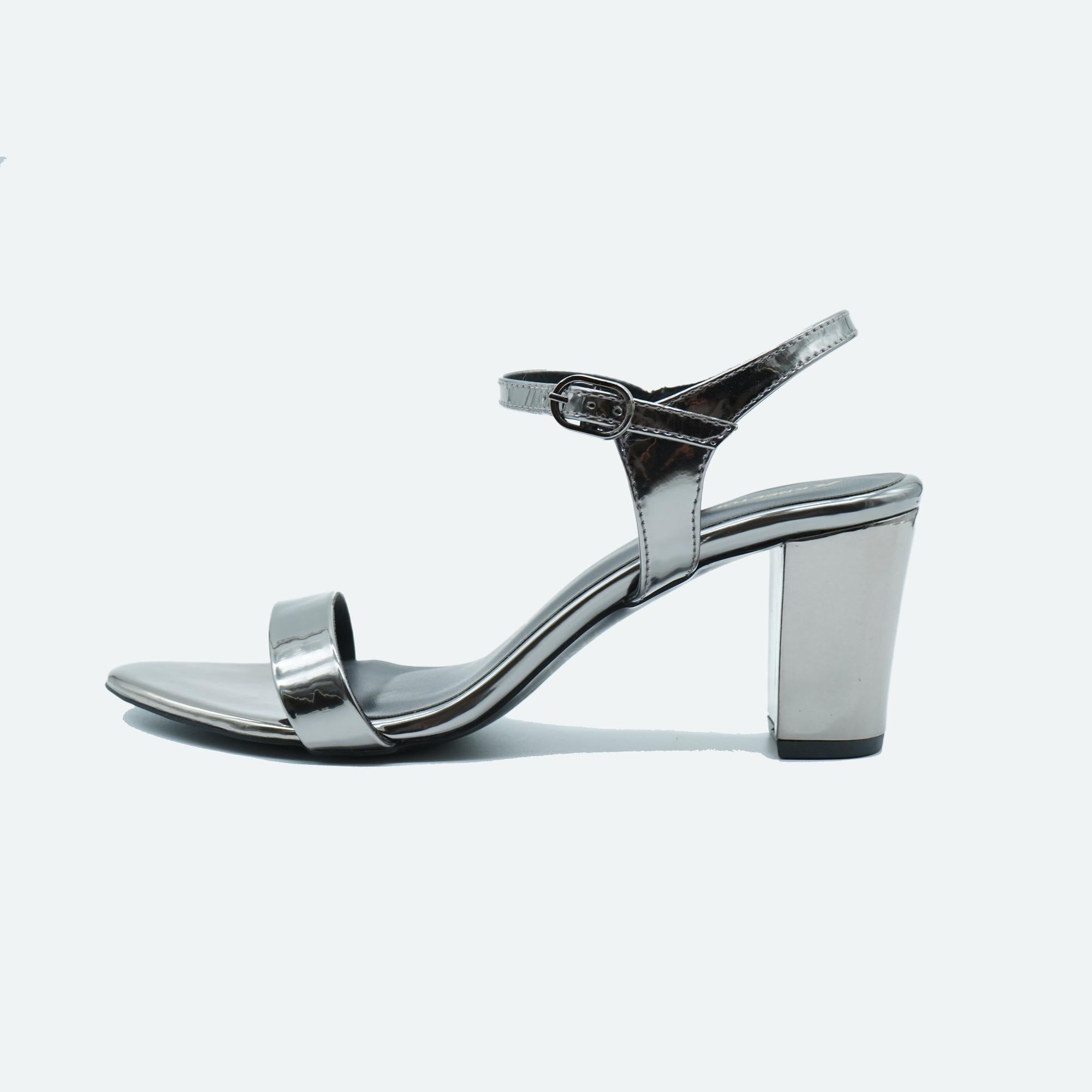 Sparkly Metallic Block Heel Sandals