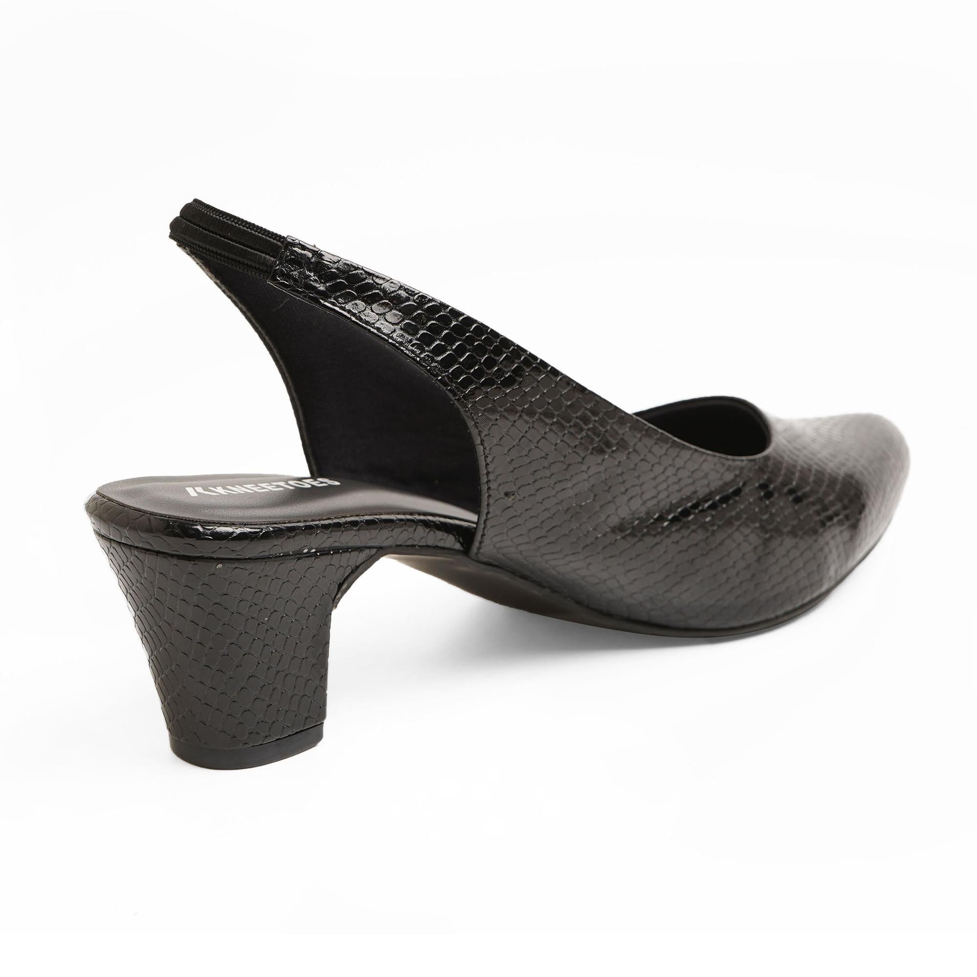 Bold Black Snake Print Block Heels
