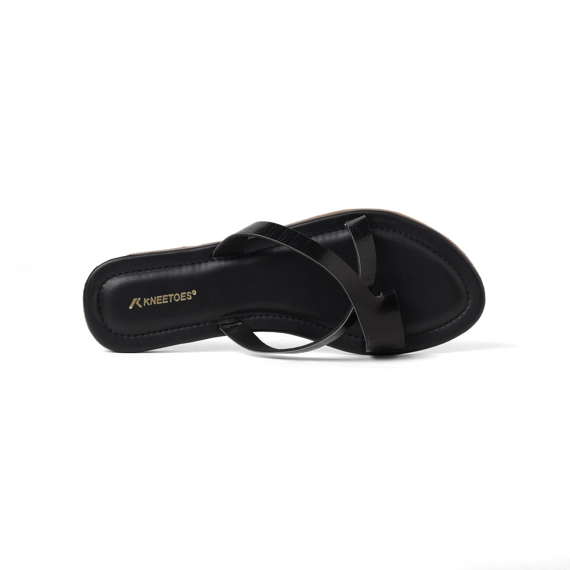 Elevated Criss-Cross Black One-Toe Sandals