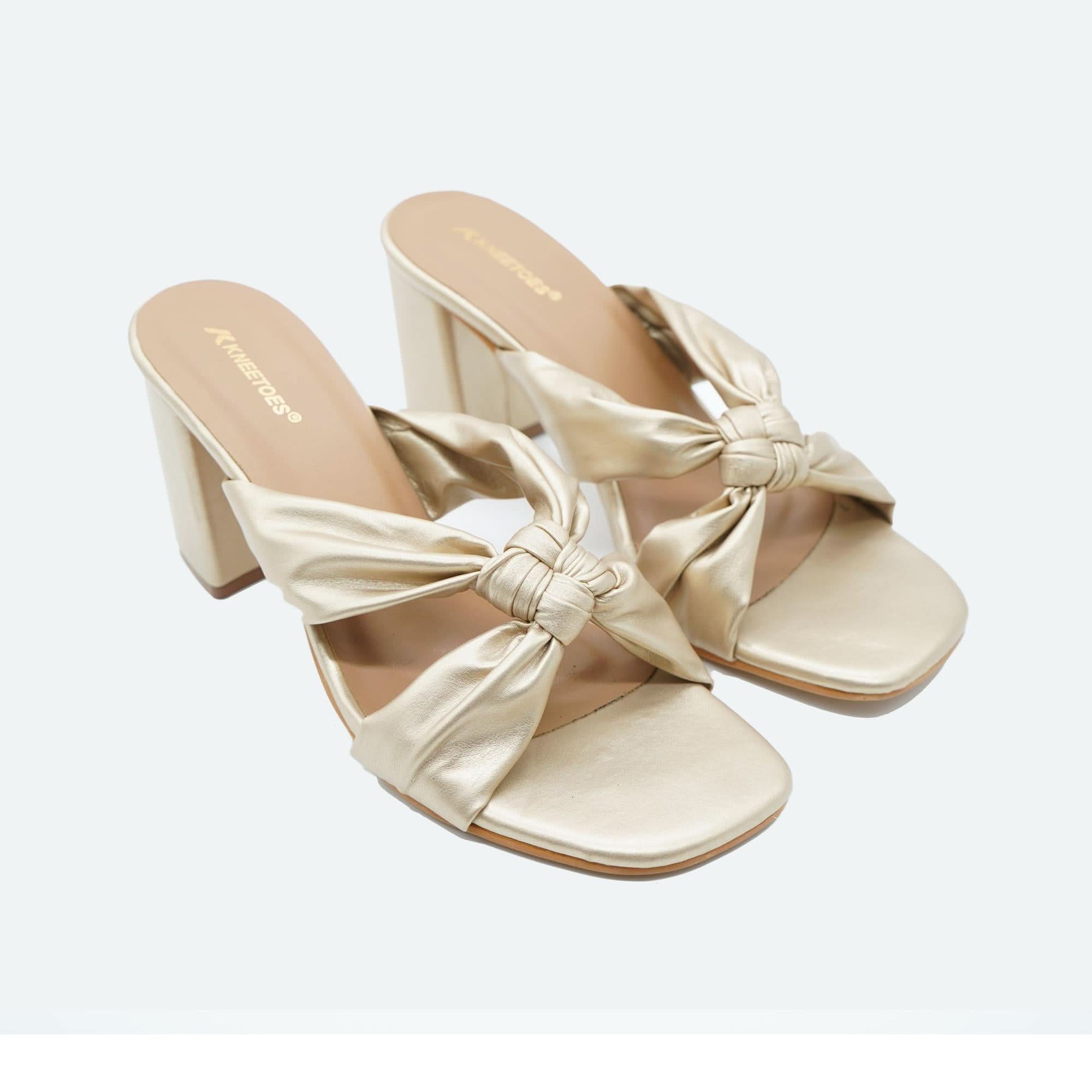 Bold Gold Knotted Block Party Sandals