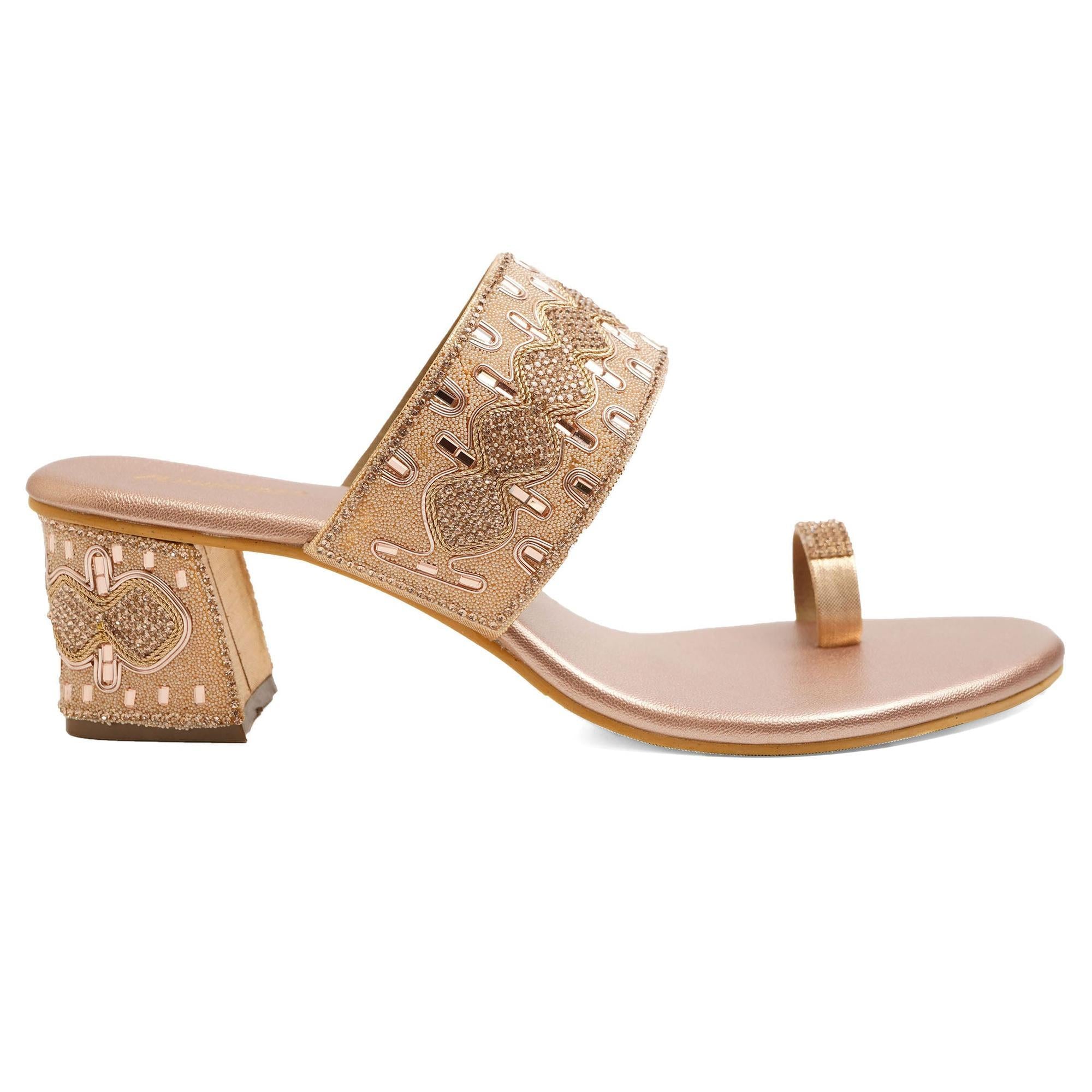 Luxe Embellished Rose Gold Sandals