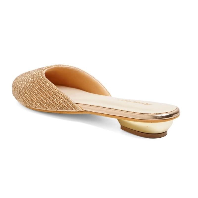 Gemglow Gold Embellished Mule Sandals