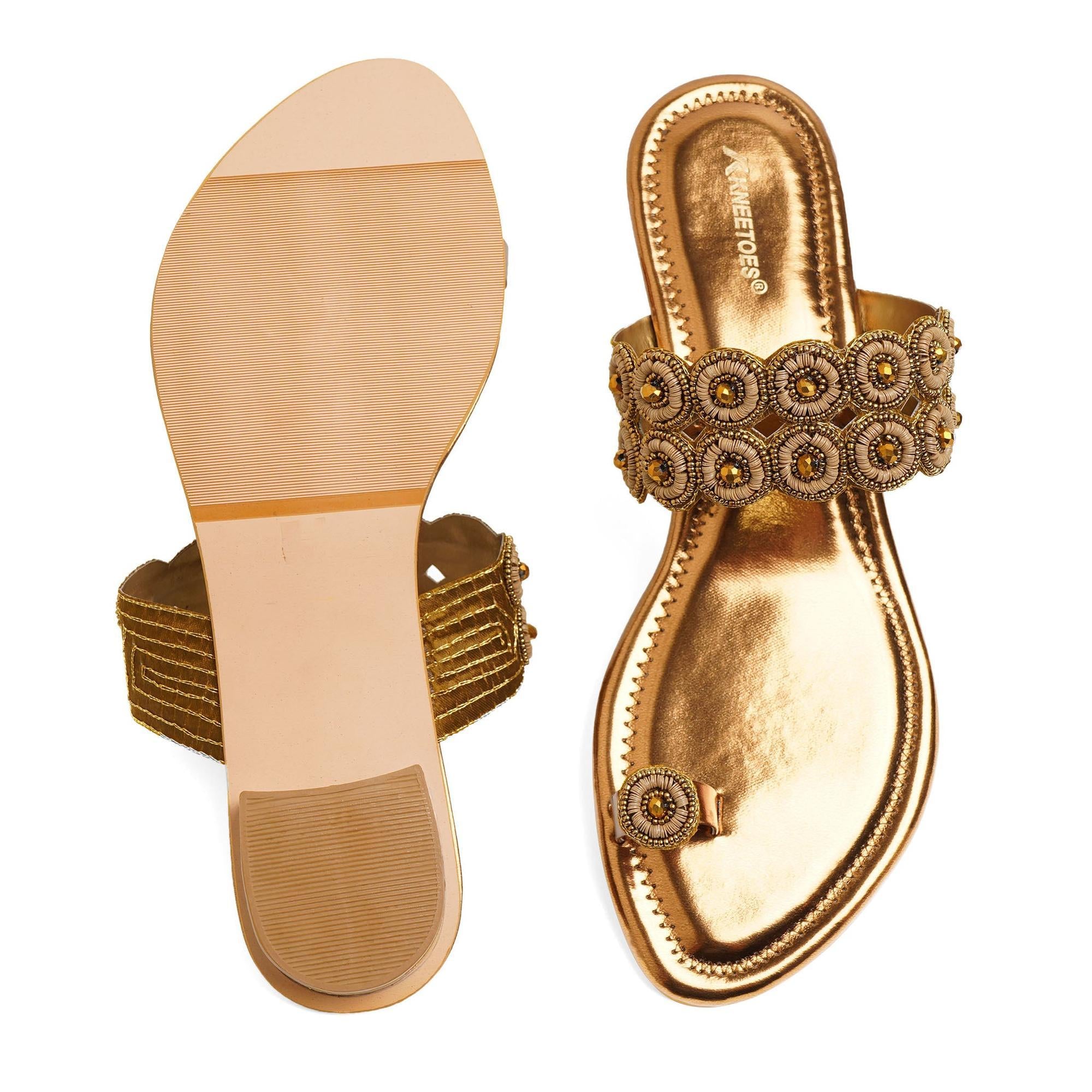 Bead Luxe Bronze Ethnic Sandals