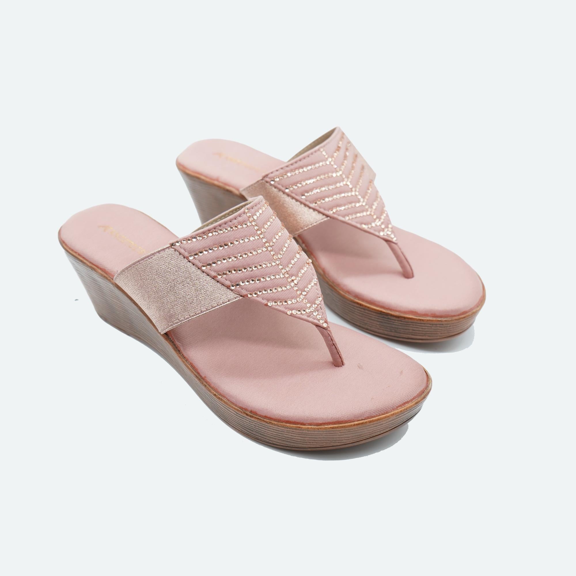 Gemglow Peach Wedge Heel Sandals