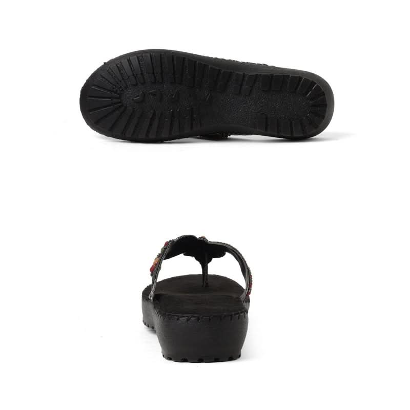 Amelie - Black Thong Sandals