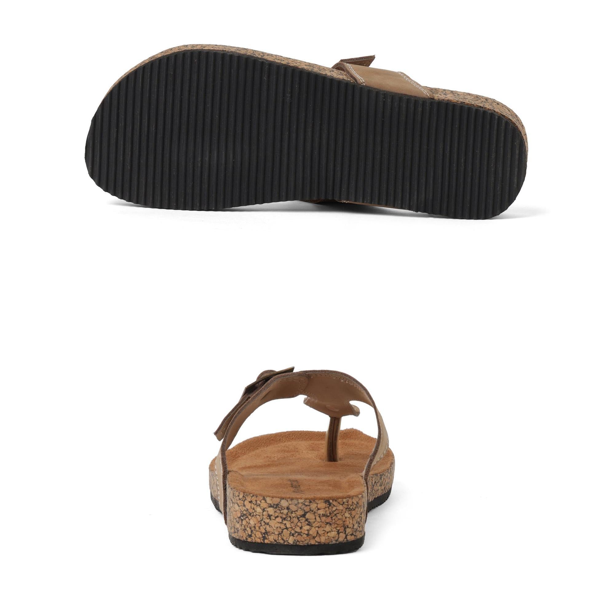 Staple Leather Beige Buckled Thong Sandals