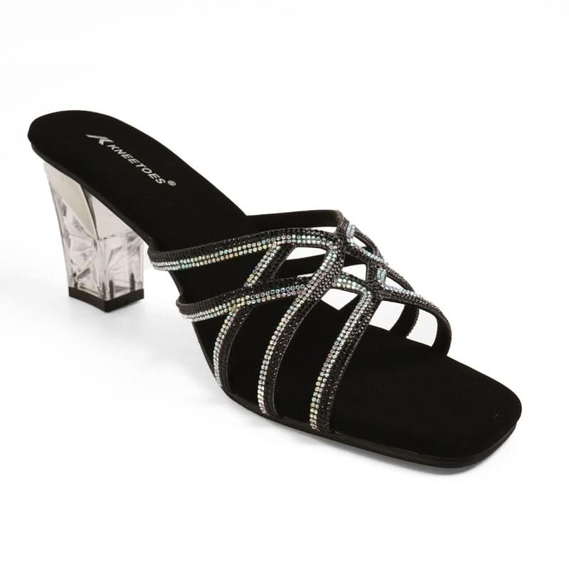 Sparkly Black Criss-Cross Party Sandals