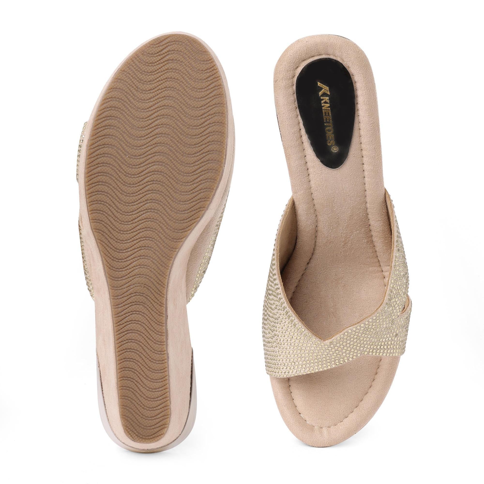 Gemglow Gold Wedge Sandals