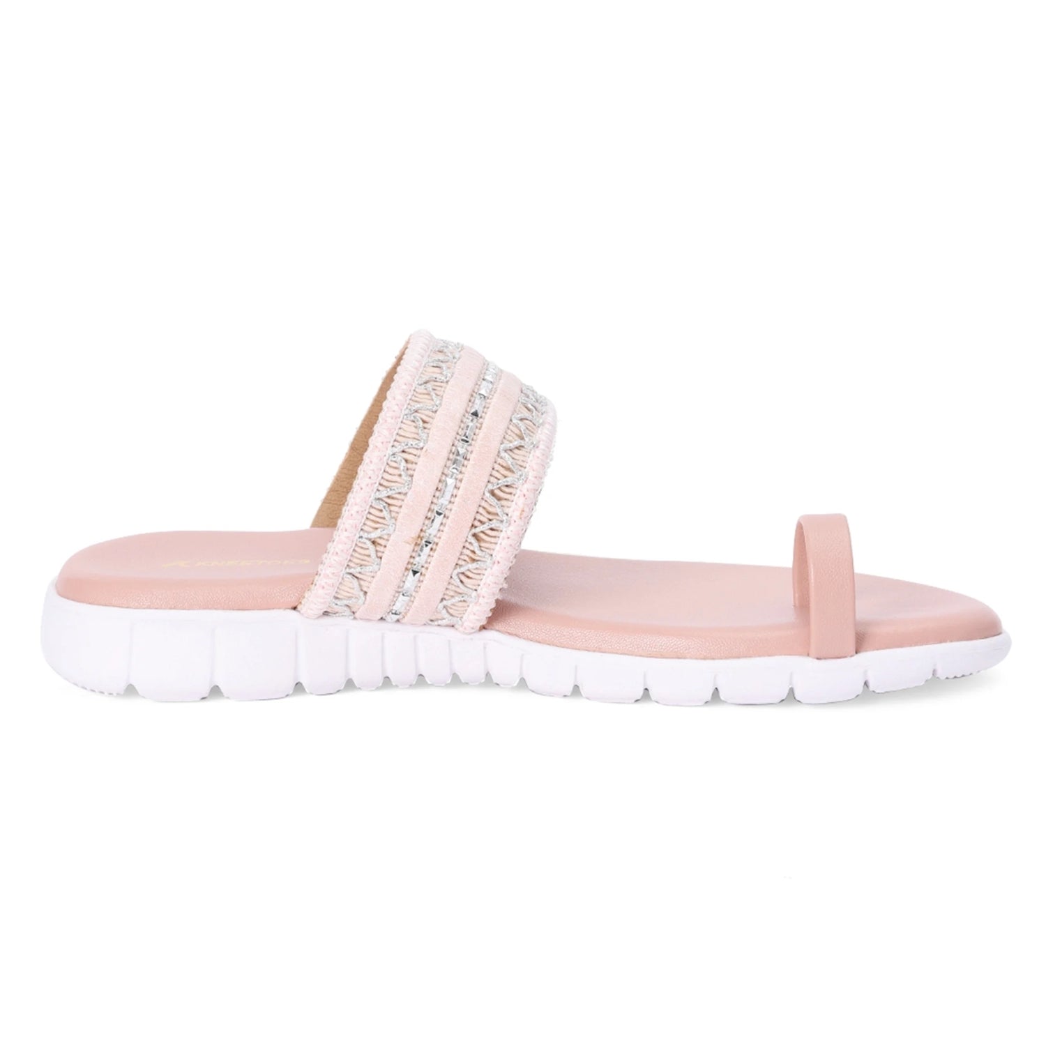 Pink Embellished One-Toe Sandals