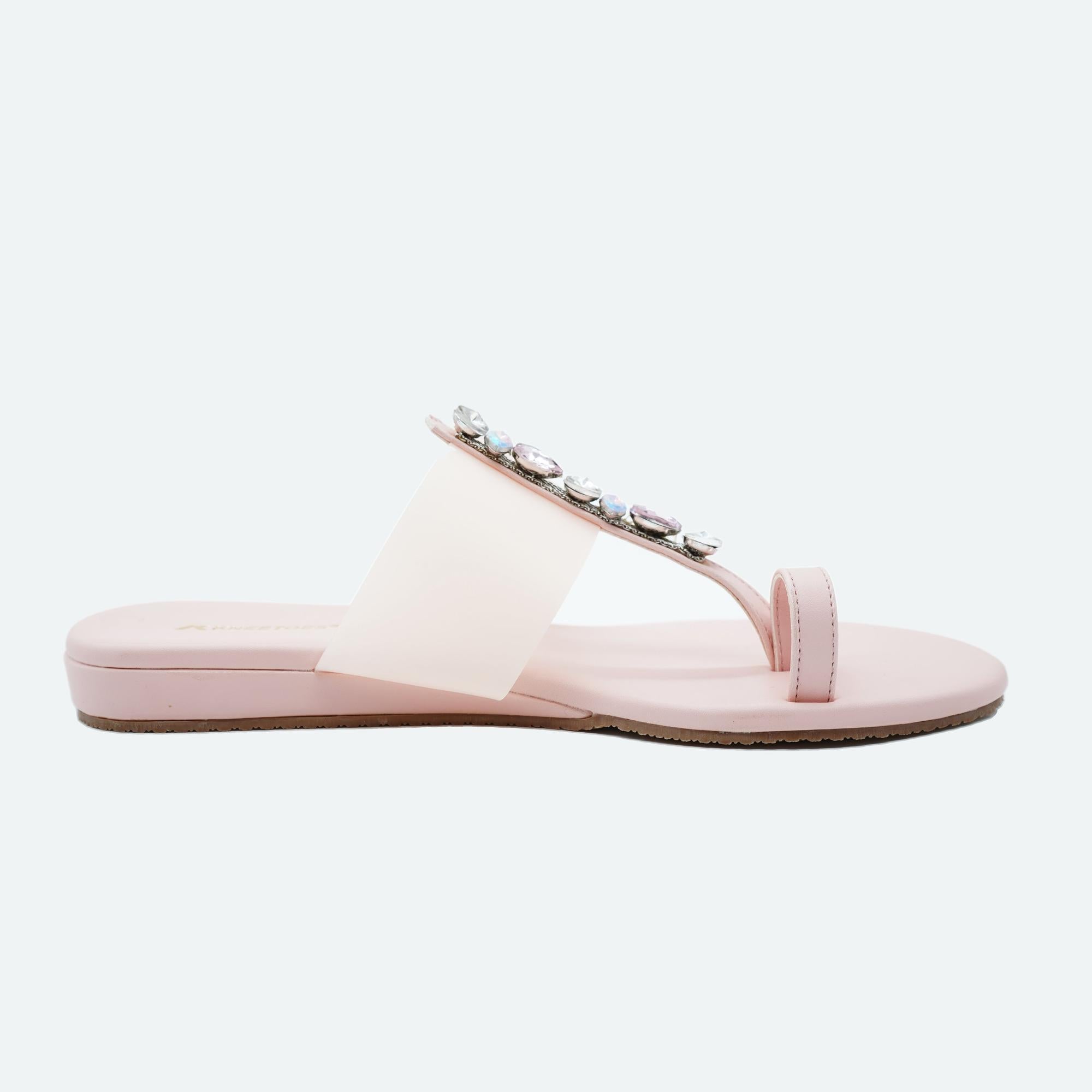Dazzling Light-Pink One-Toe Sandals