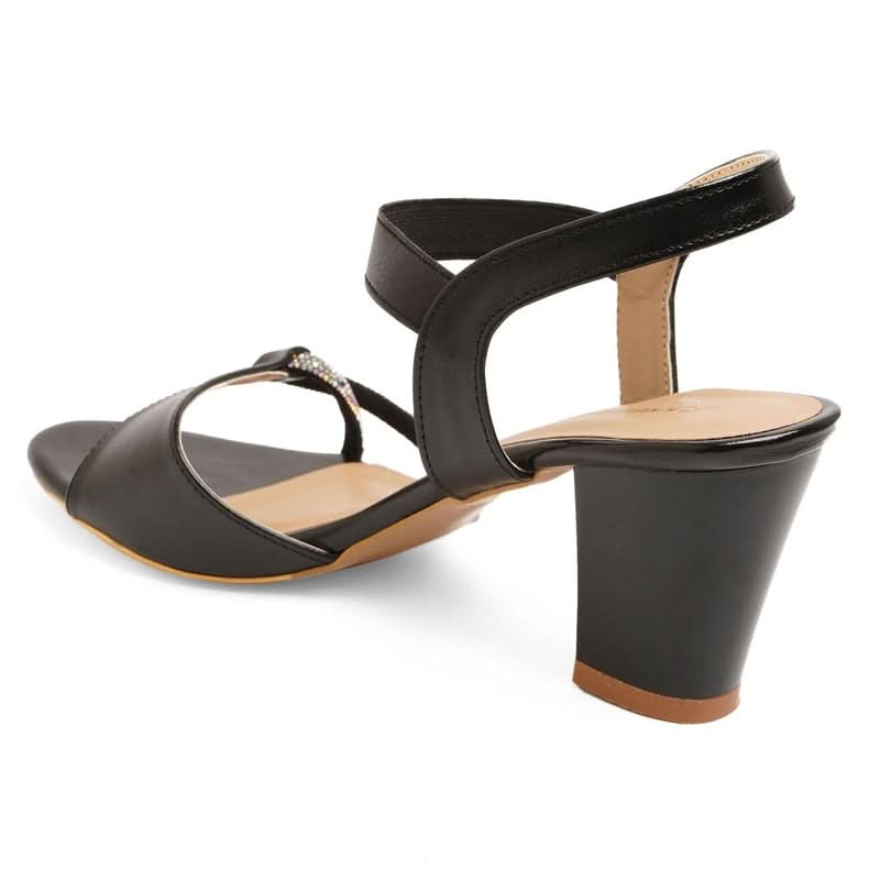 Bold Black Block Heel Party Sandals