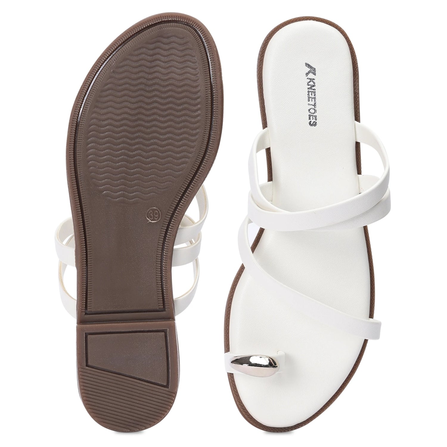 Comfortable White One-Toe Flat Sandals