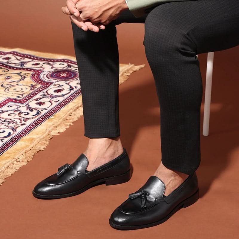 Elite Black Formal Tassel Leather Loafers