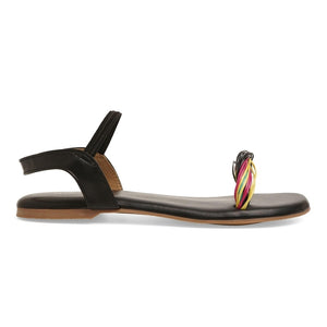 Classic Charm Black Casual Open-Toe Sandals