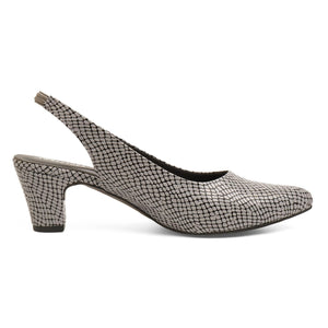 Bold Grey Reptile Block Heel Sandals