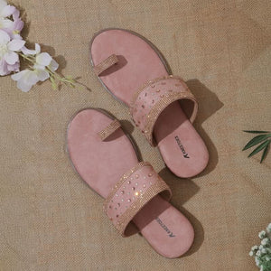 Pretty Pink Embellished One-Toe Sandals