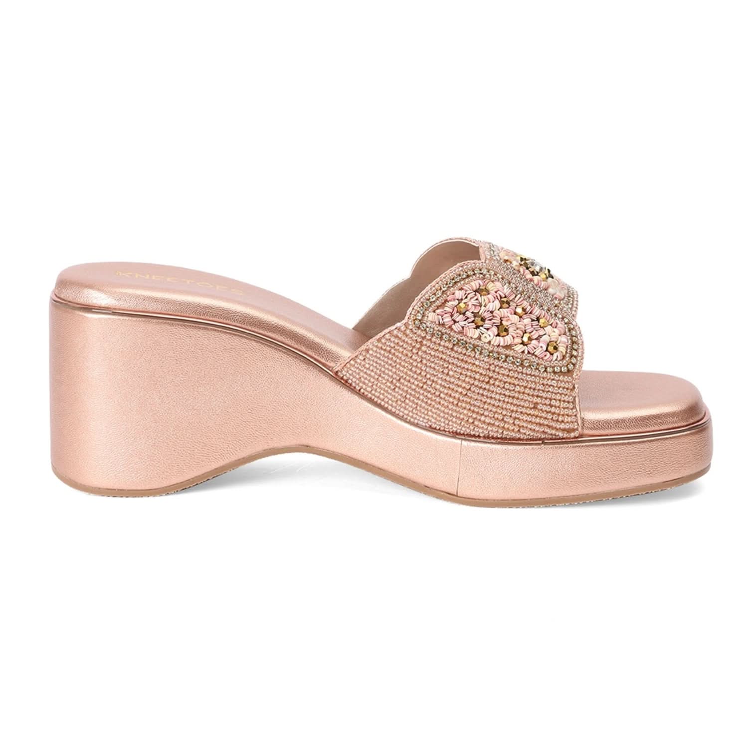 Rose-Gold Wedge Heel Sandals
