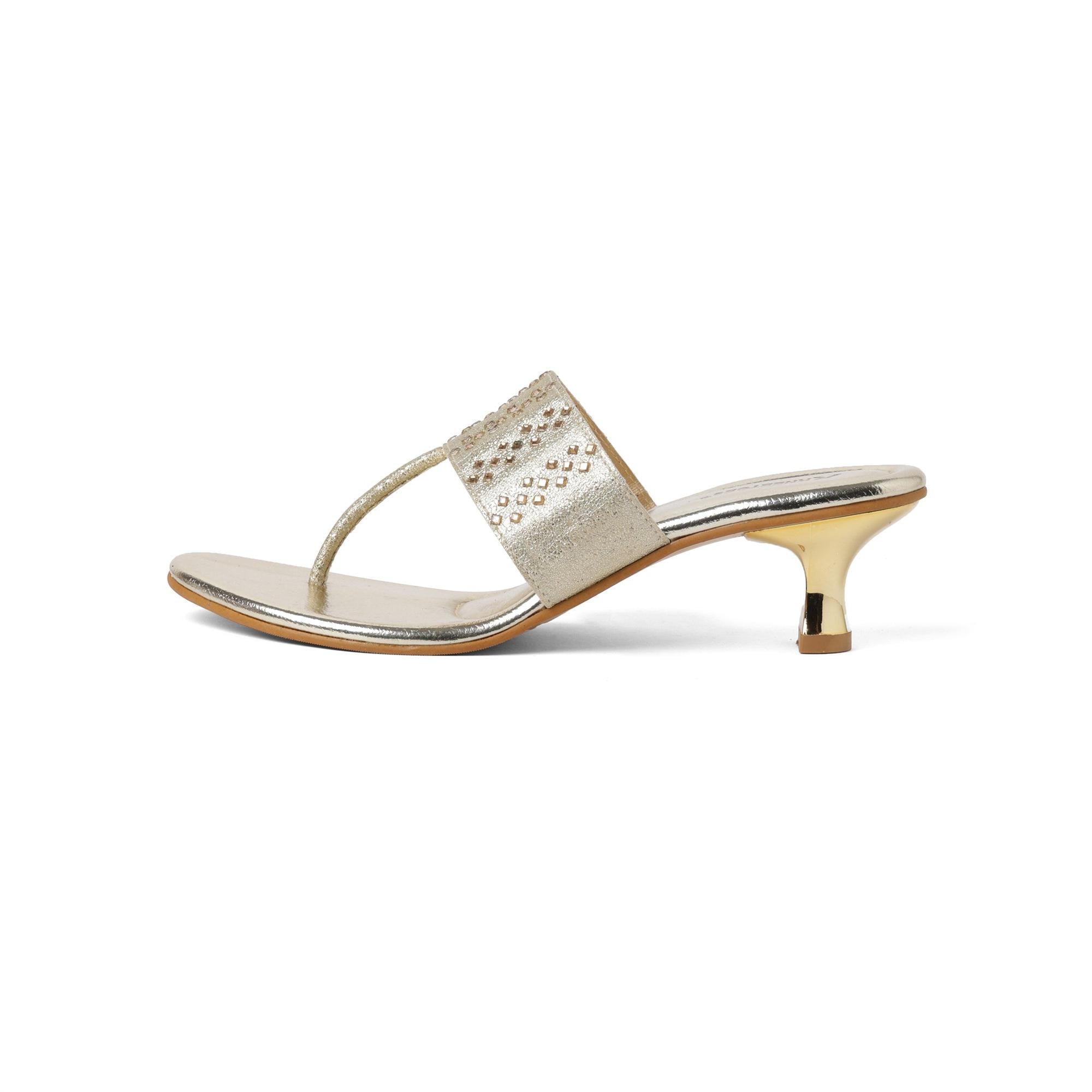 Gemglow Gold Kitten Thong Sandals
