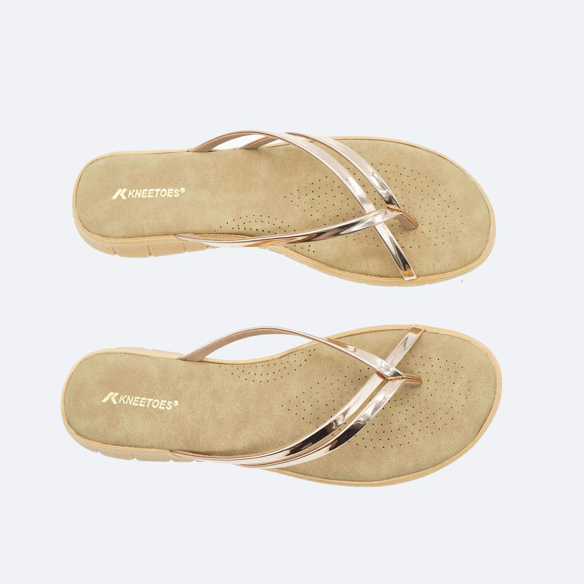 Kneetoes Womens Luxe Rose Gold Thong Sandals