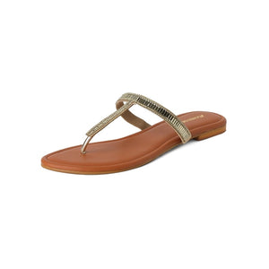 Twinkle Step Gold Embellished T-Strap Sandals