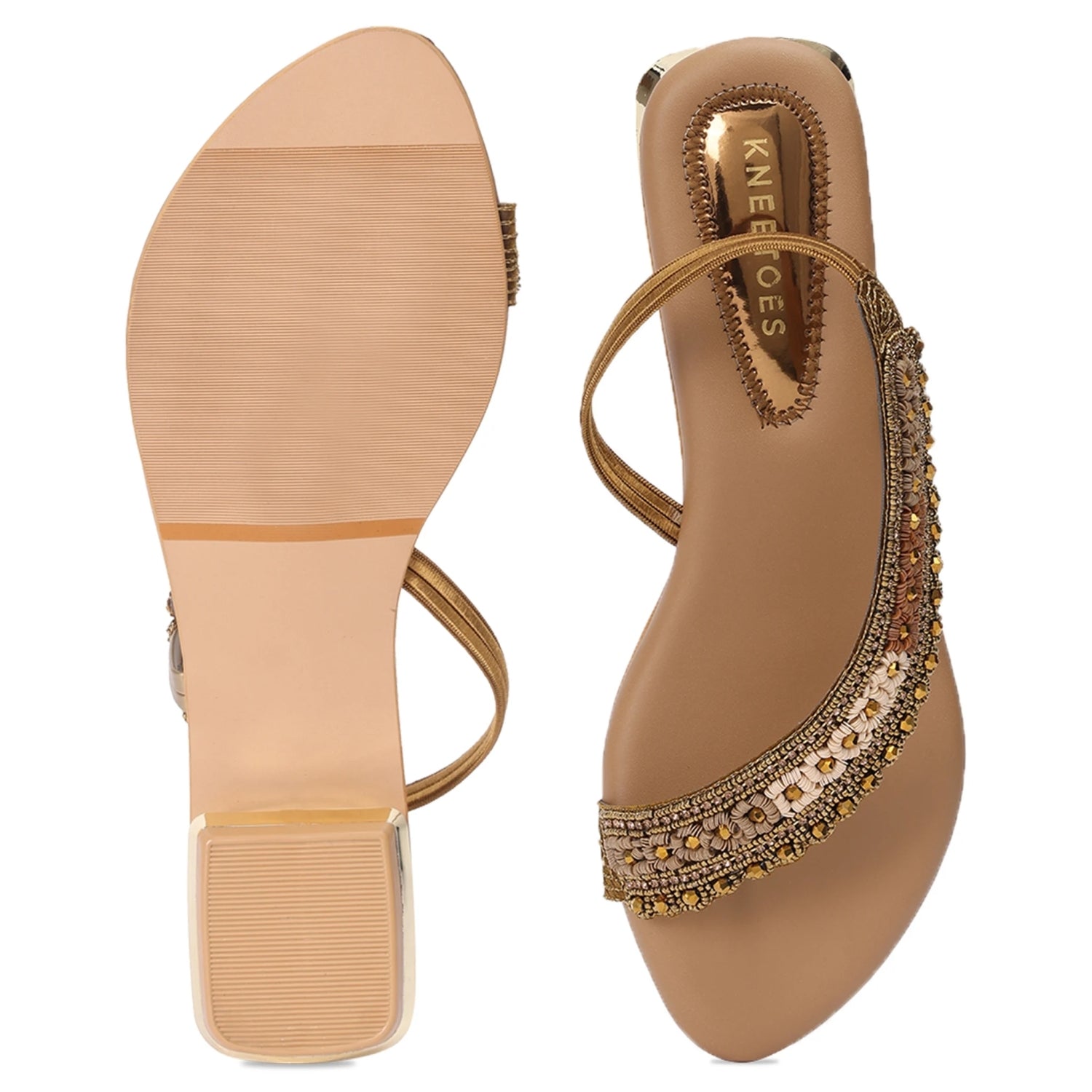 Embellished Bronze Stylish Open-Toe Sandals