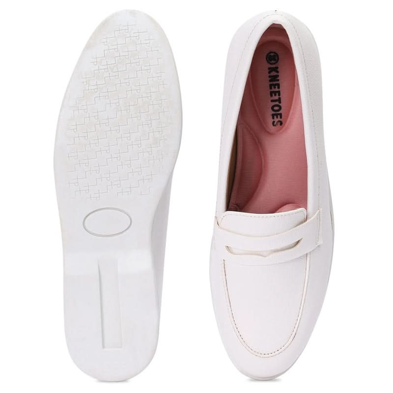 White Round-Toe Penny-Loafers