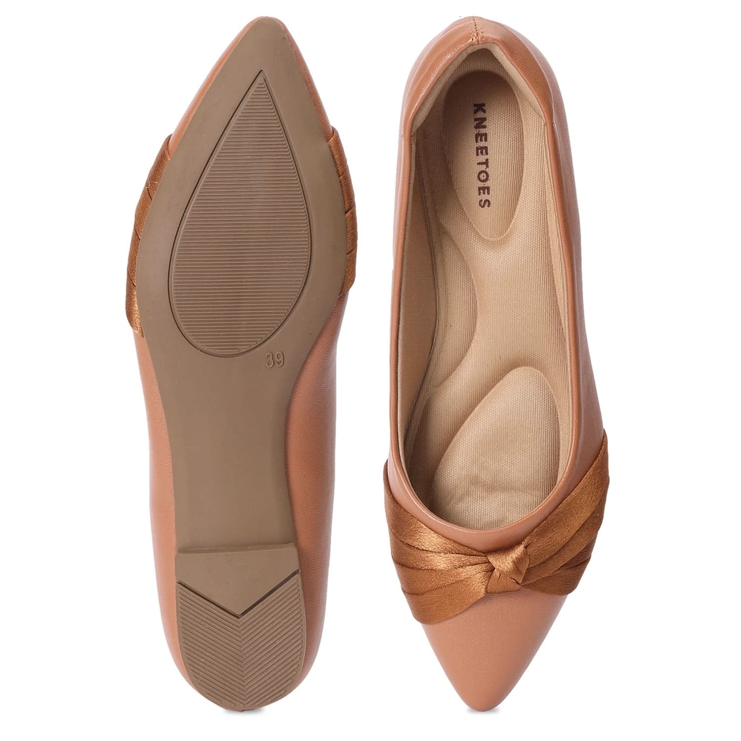 Comfortable Brown Pointed-Toe Ballerinas