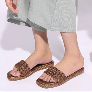 Bronze Braided Slip-On Flats