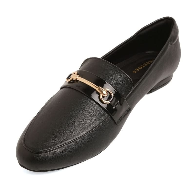 Chained Black Block Heel Loafers