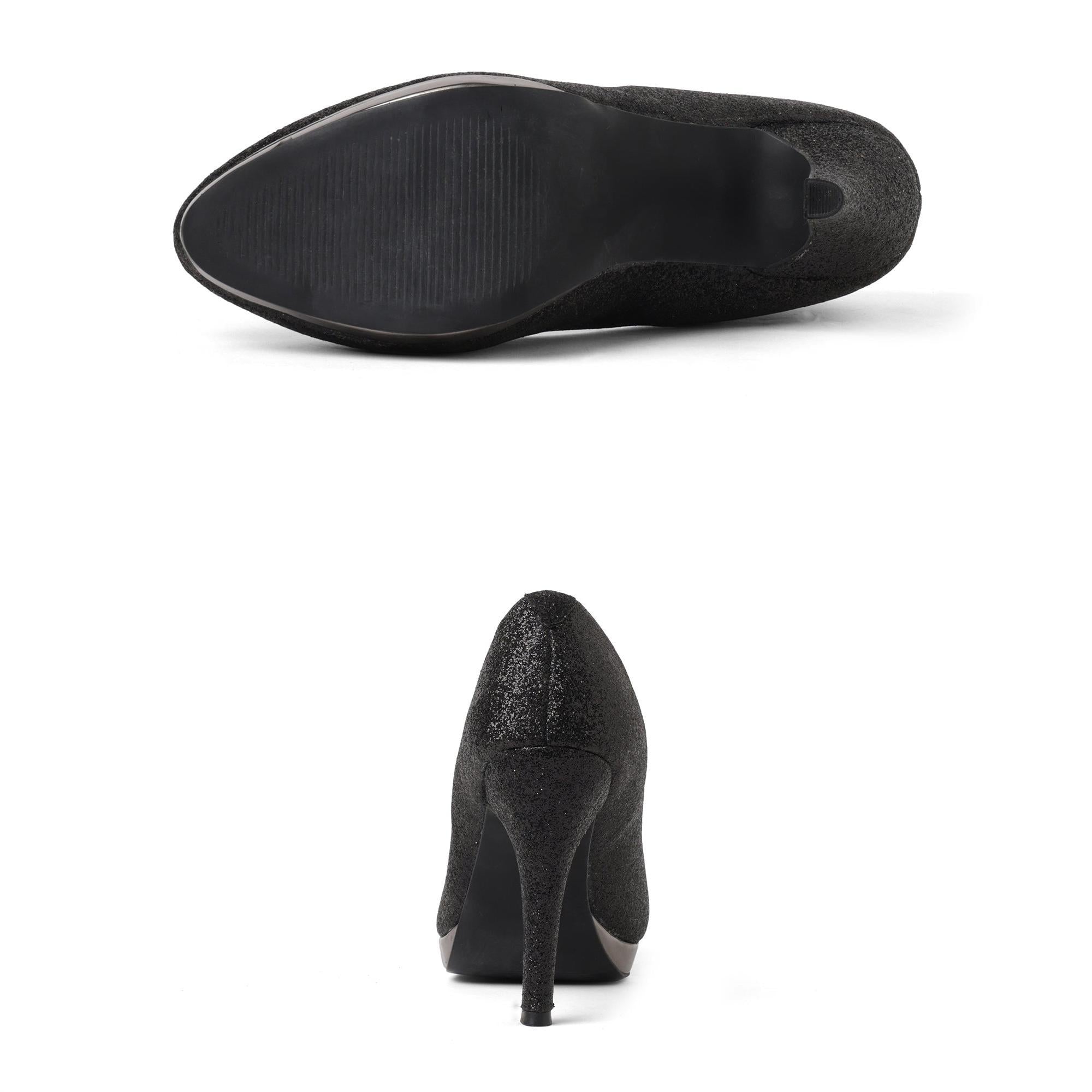 Shine Pop Black Shimmer Stiletto Pumps