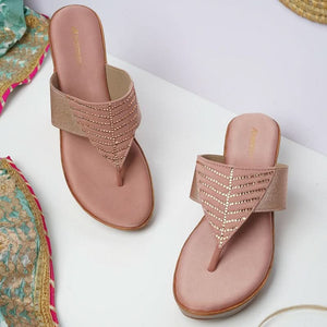 Gemglow Peach Wedge Heel Sandals
