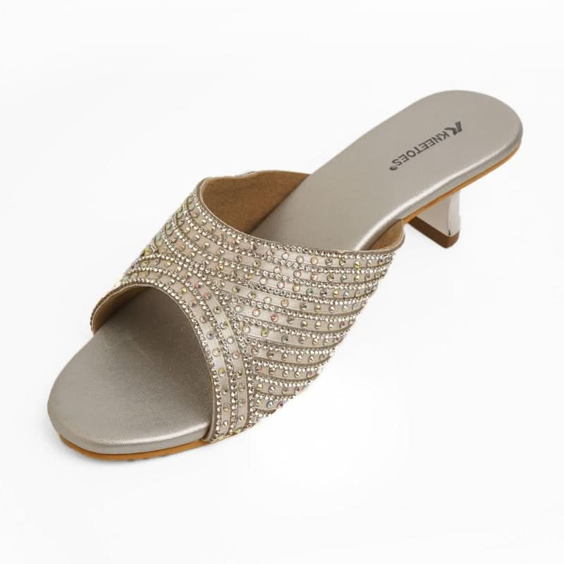 Dazzling Gold Kitten Heel Party Sandals