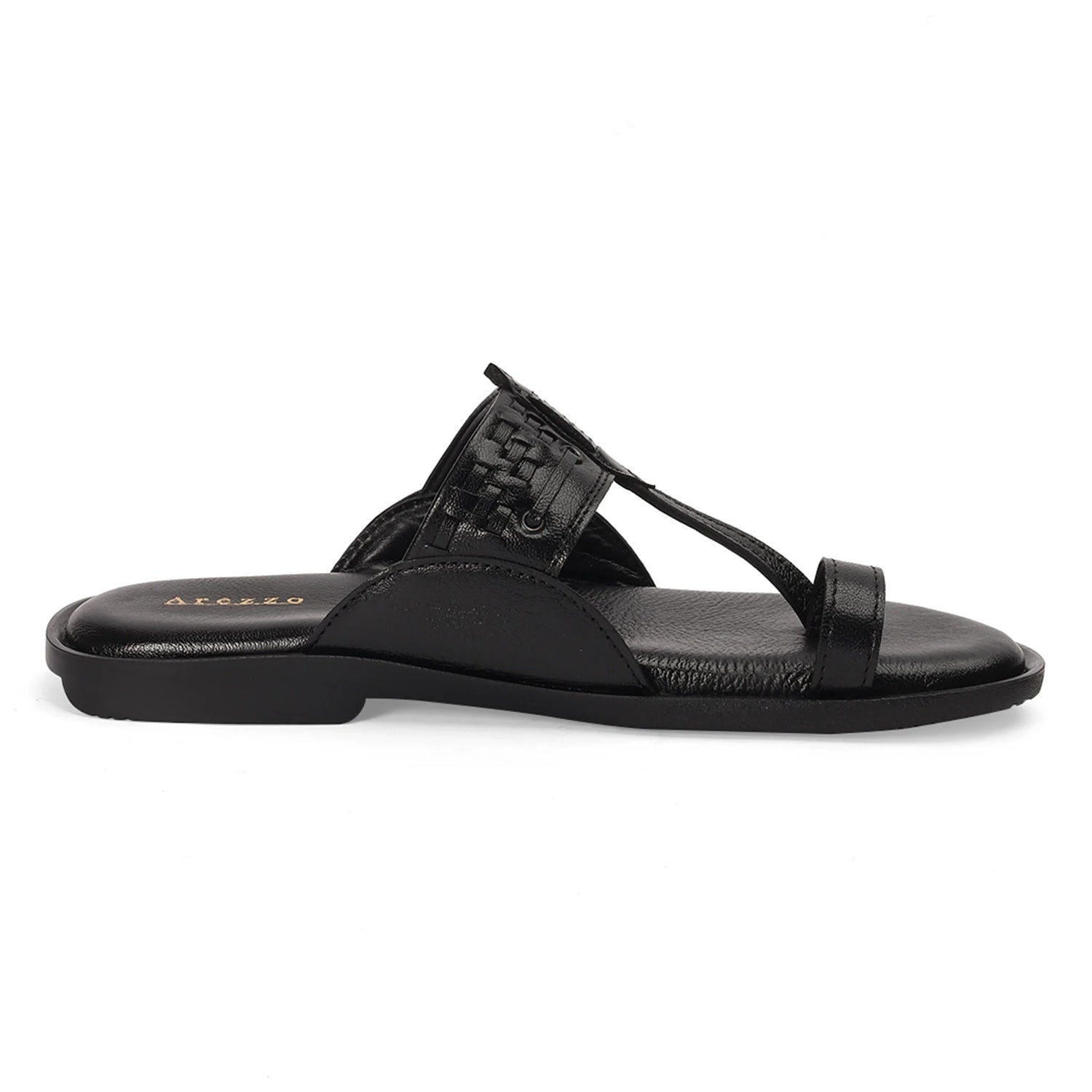 Black Flat Open-Toe Slippers