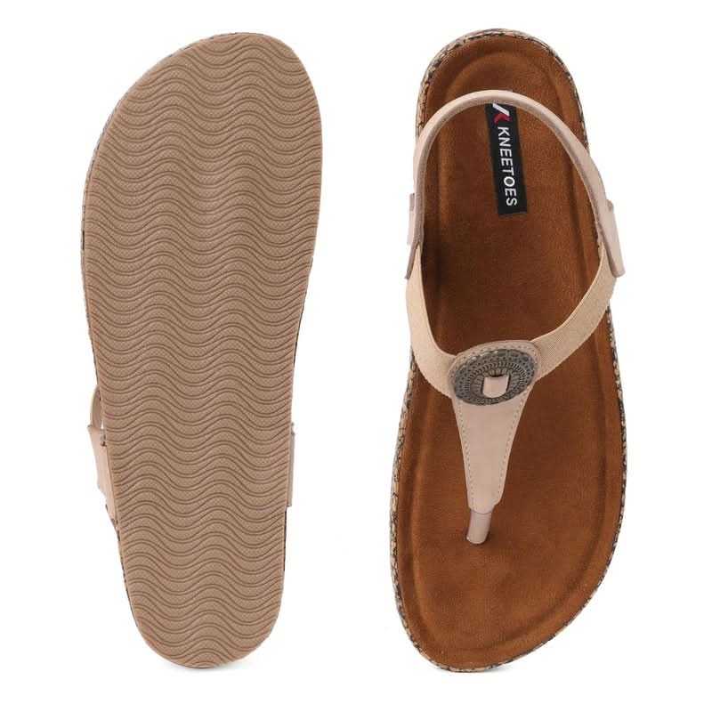 Subtle Beige Leather Thong Casual Sandals