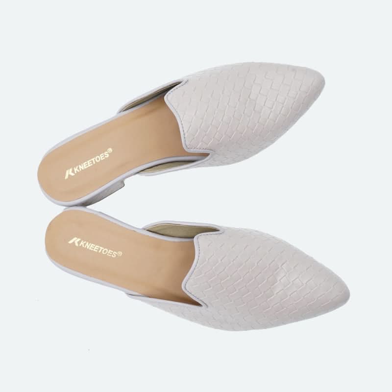 Matte Muse Light-Grey Textured Mules