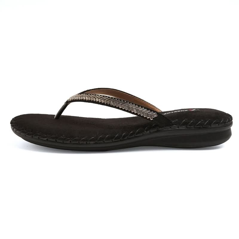 Sparkle Studs Black Thong Casual Sandals