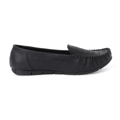 Sleek Light Weight Black Flat Ballerinas For Office Comfort