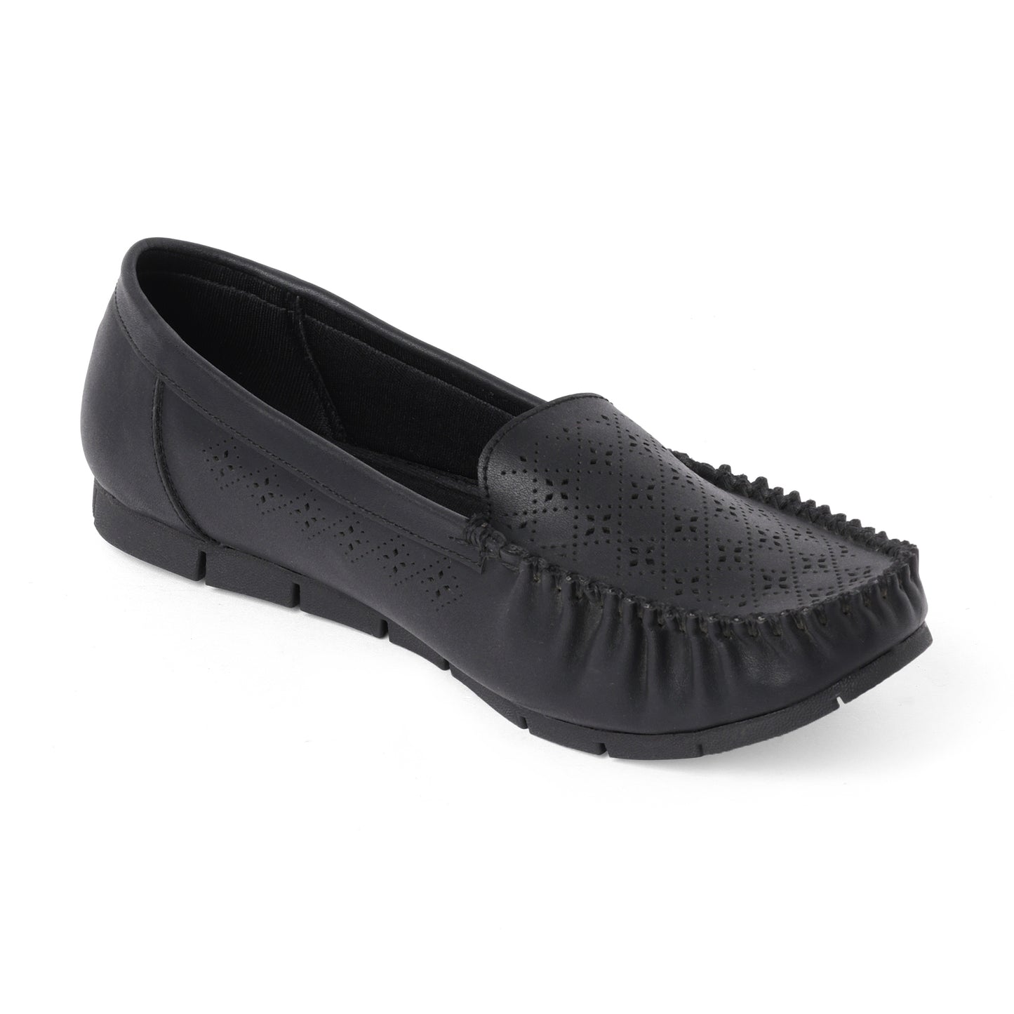 Sleek Light Weight Black Flat Ballerinas For Office Comfort