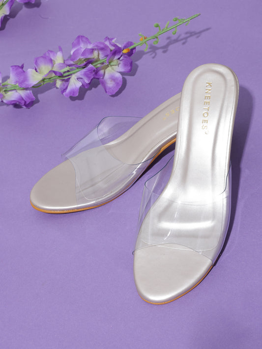 Classic Transparent Rose Gold Slipper featuring Peep toe Design for Party wear