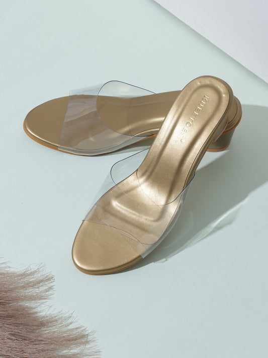 Classic Transparent Bronze Slipper featuring Peep toe Design for Party wear