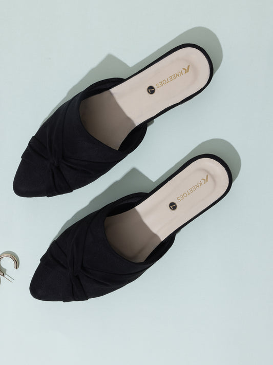 Plush Black Suede Flats Mule