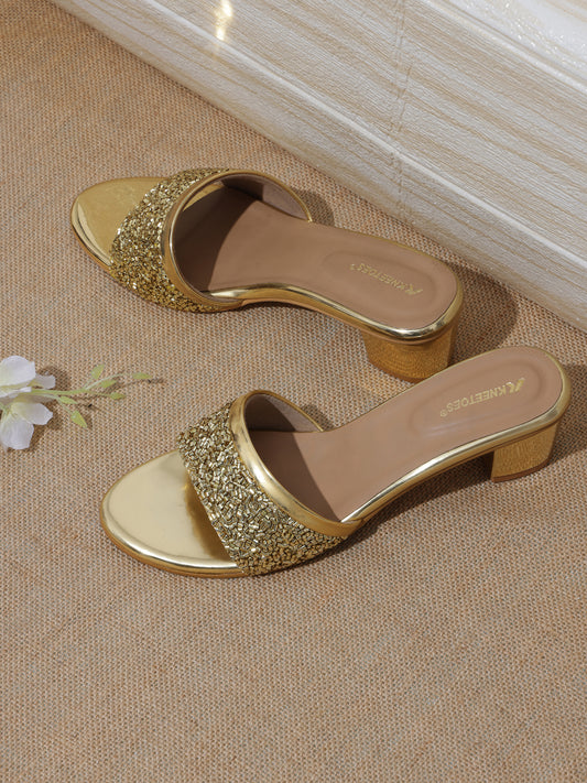 Elegant Gold Glitter Strap Party wear Fashion Sandal