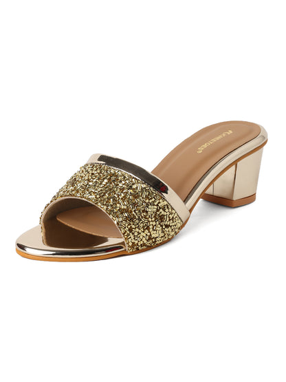 Elegant Gold Glitter Strap Party wear Fashion Sandal