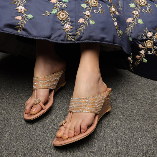 Elegant Pink Stone Embellished Wedding Sandals