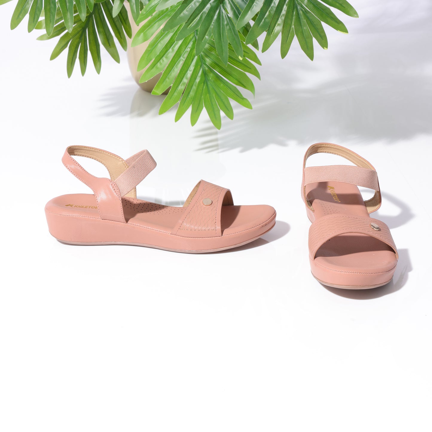 Classic Comfort sole Peach Low Platform Sandals For Everyday Casuals