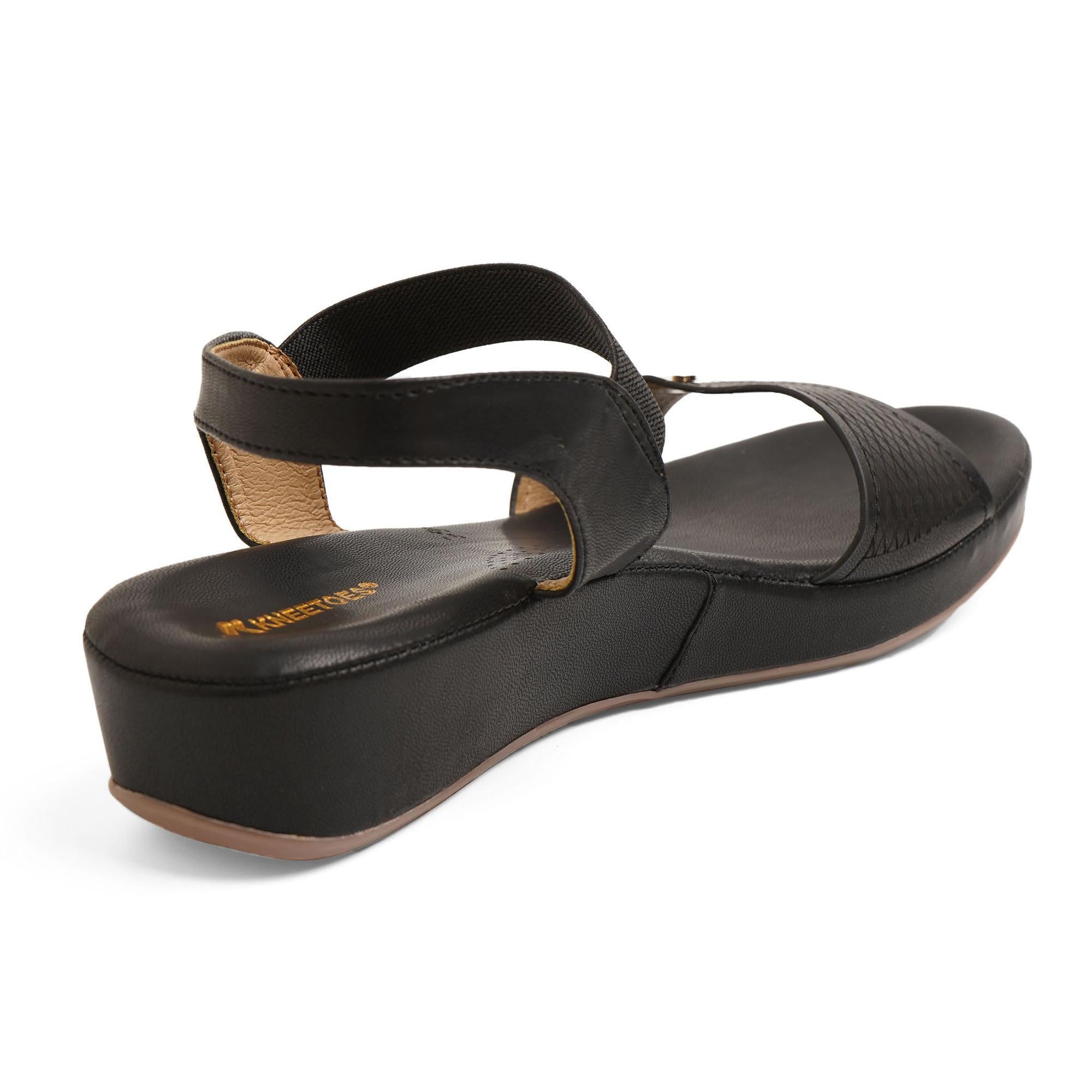 Textured Black Open-Toe Sandals