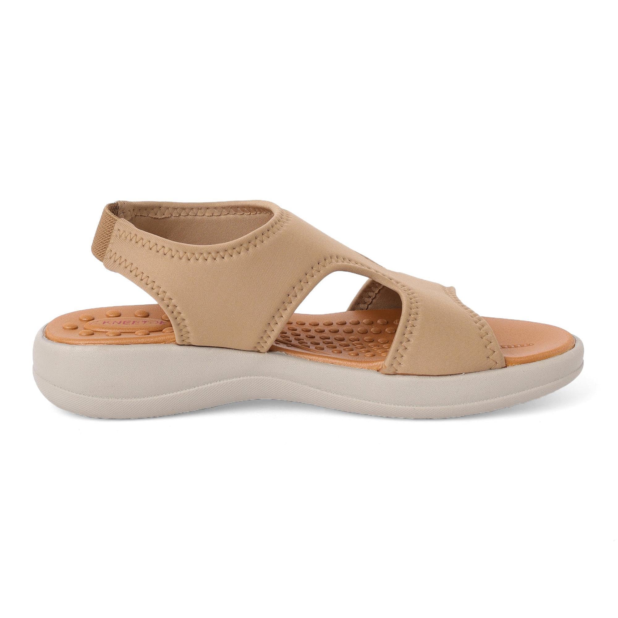 Beige Cut-Out Open-Toe Casual Sandals