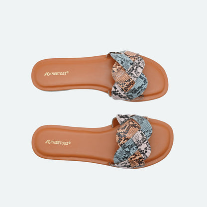Cool Blue Snake Print Braided Slippers