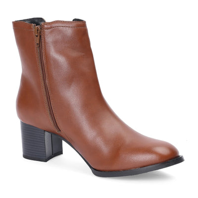 Tan Block Heel Comfortable Beatle Boots