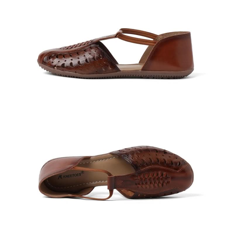 Two-tone Brown Closed-Toe Sandals